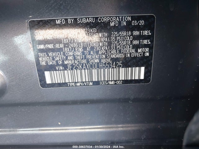Subaru Forester Touring 2020 JF2SKAXC0LH553425 Image 9