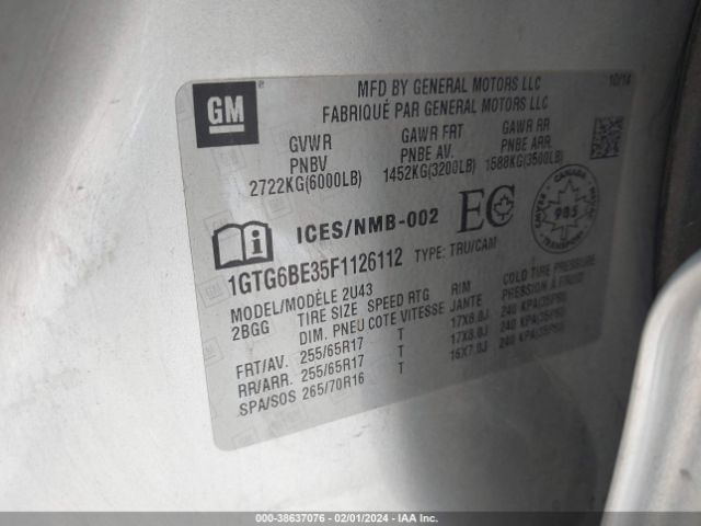 1GTG6BE35F1126112 GMC CANYON SLE