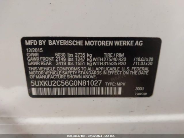 5UXKU2C56G0N81027 BMW X6 Xdrive35i