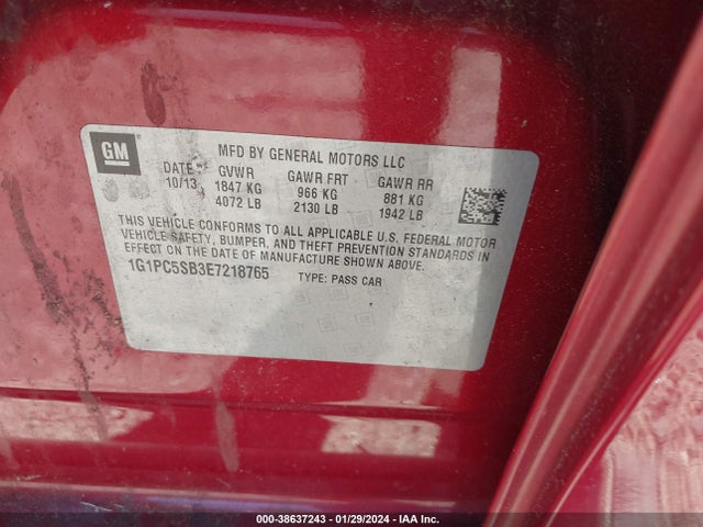 Chevrolet Cruze 1lt Auto 2014 1G1PC5SB3E7218765 Image 9