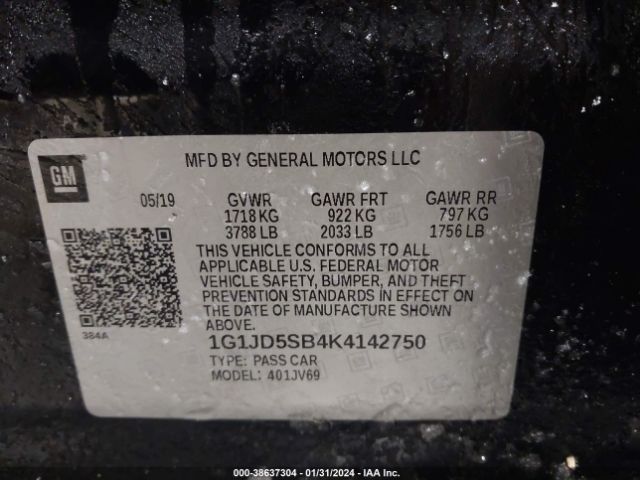 1G1JD5SB4K4142750 Chevrolet Sonic Lt Auto