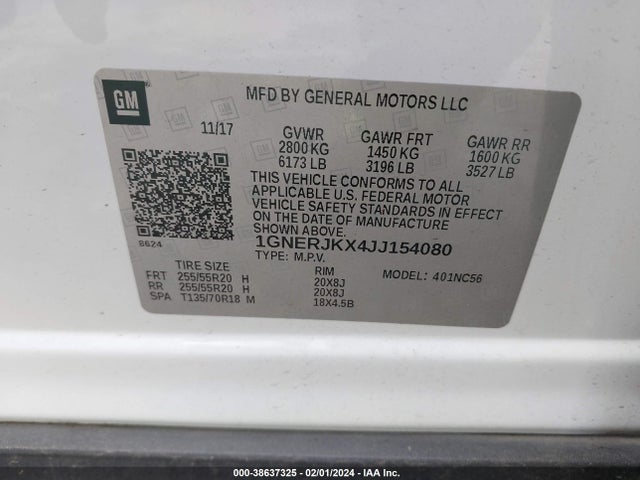 Chevrolet Traverse Rs 2018 1GNERJKX4JJ154080 Image 9