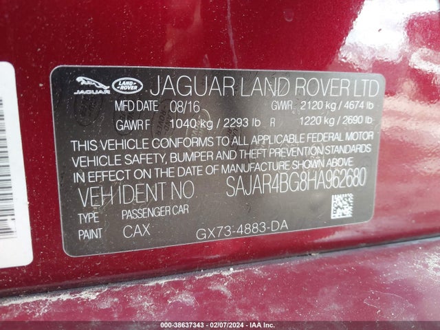 2017 JAGUAR XE SAJAR4BG8HA962680 Photo 8