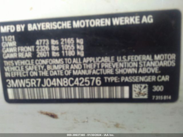 3MW5R7J04N8C42576 BMW 330i Xdrive