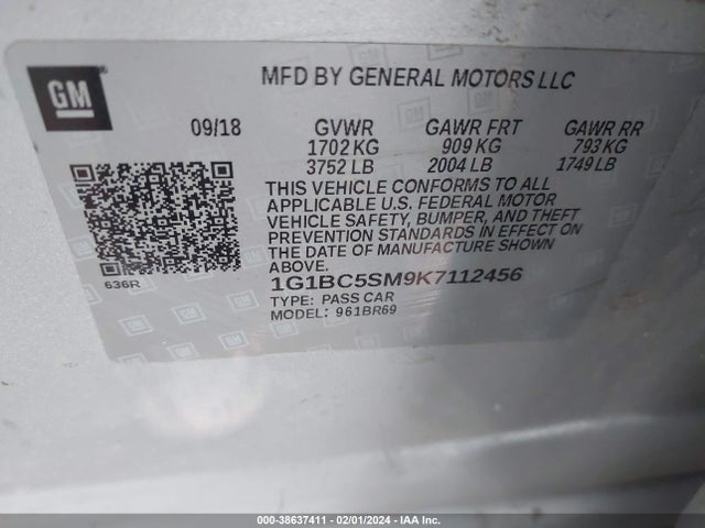 Chevrolet CRUZE LS 2019 1G1BC5SM9K7112456 Image 9