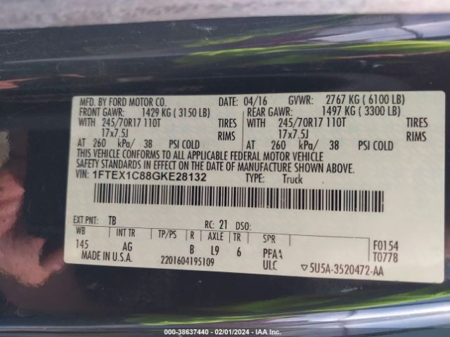 Ford F-150 Xl 2016 1FTEX1C88GKE28132 Image 9