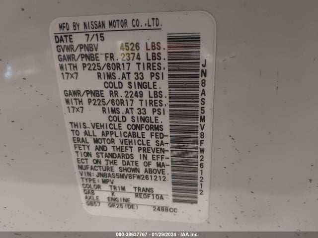 Nissan Rogue Select S 2015 JN8AS5MV8FW261212 Image 9
