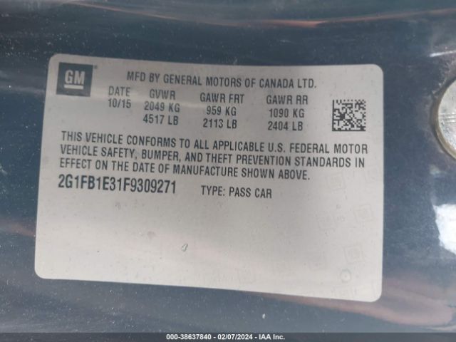 2G1FB1E31F9309271 Chevrolet Camaro 2ls