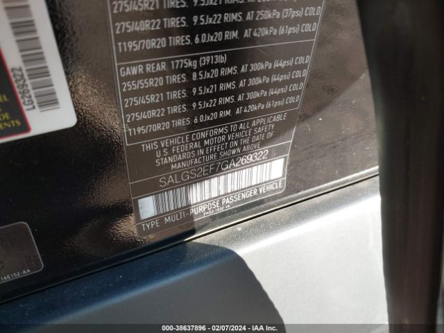 SALGS2EF7GA269322 Land Rover Range Rover 5.0l V8 Supercharged