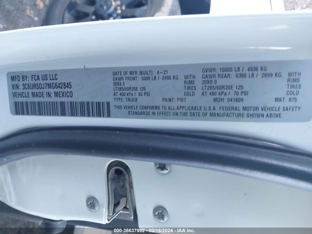 RAM 2500 Lone Star Regular Cab 4x4 8' Box 2021 3C6UR5DJ7MG642845 Image 9