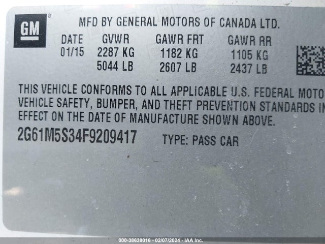 Cadillac XTS LUXURY 2015 2G61M5S34F9209417 Image 9