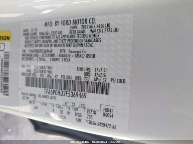 2014 FORD FUSION 1FA6P0HD2E5369469 Photo 8