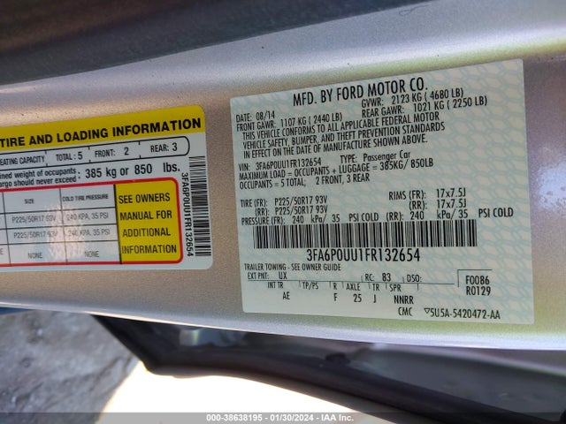 Ford Fusion Hybrid S 2015 3FA6P0UU1FR132654 Image 9