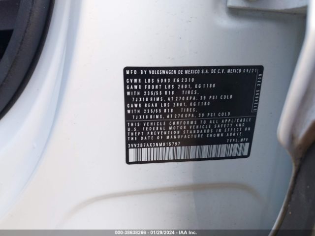 3VV2B7AX3NM015797 Volkswagen Tiguan 2.0t Se