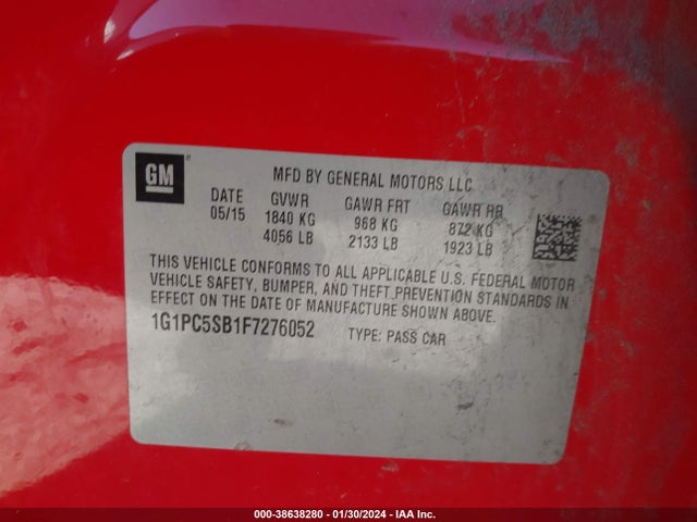 Chevrolet Cruze 1lt Auto 2015 1G1PC5SB1F7276052 Image 9
