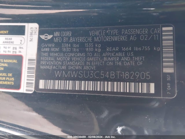 2011 MINI COOPER WMWSU3C54BT182905 Photo 8