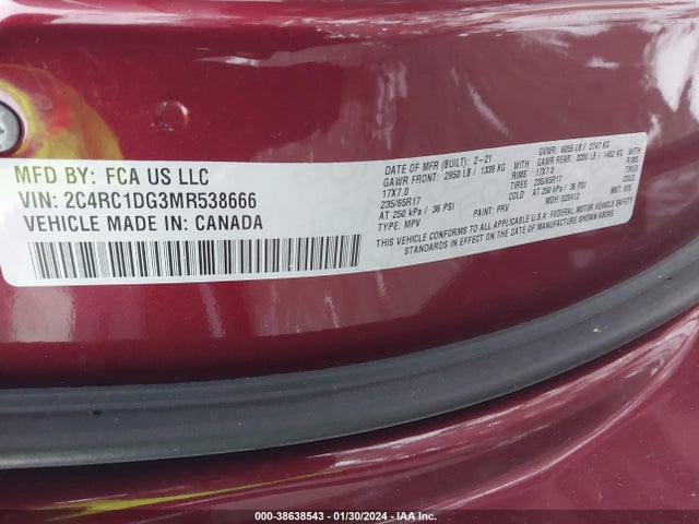 2C4RC1DG3MR538666 Chrysler Voyager Lxi
