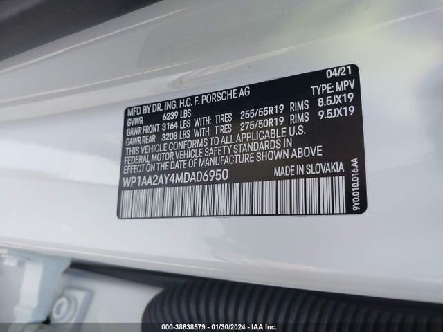 2021 PORSCHE CAYENNE WP1AA2AY4MDA06950 Photo 8