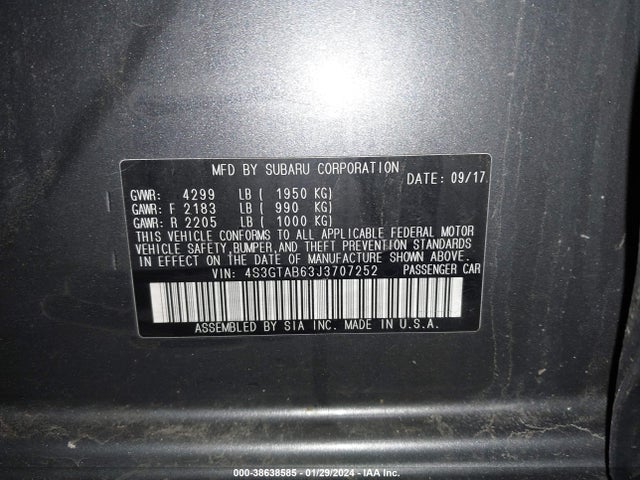 Subaru Impreza 2.0i Premium 2018 4S3GTAB63J3707252 Image 9