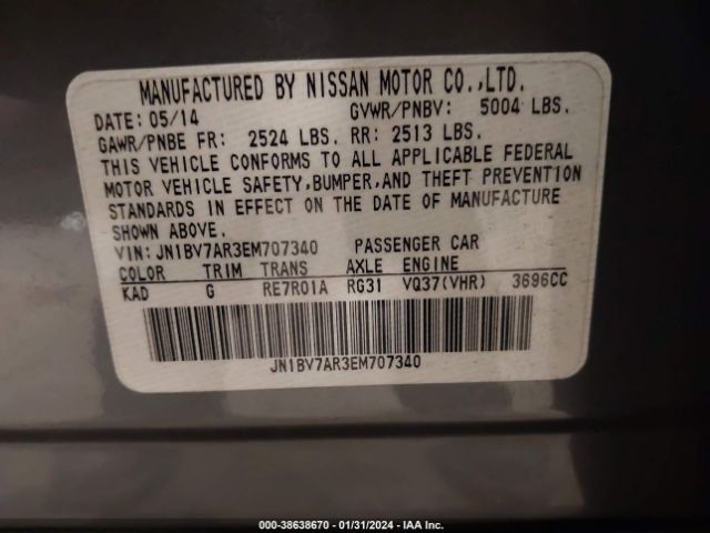 JN1BV7AR3EM707340 Infiniti Q50 Premium