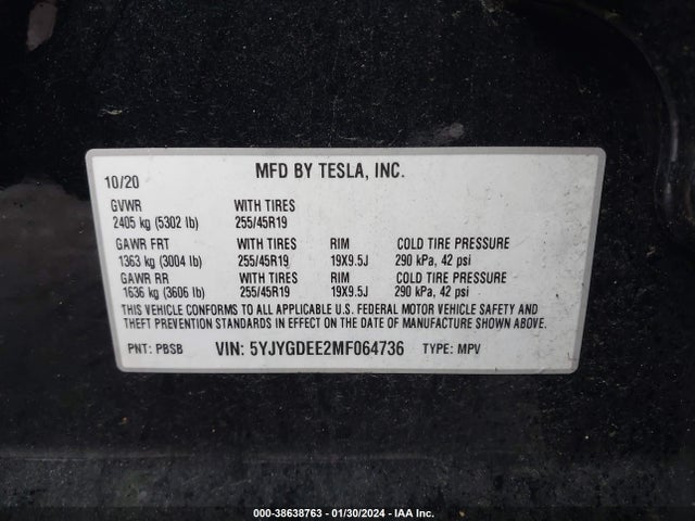 5YJYGDEE2MF064736 Tesla Model Y Long Range Dual Motor All-wheel Drive