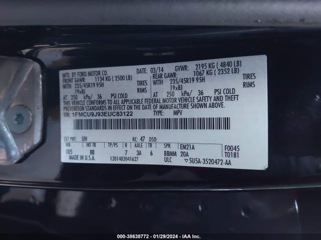Ford Escape Titanium 2014 1FMCU9J93EUC83122 Image 9