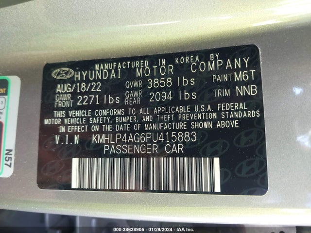 Hyundai Elantra Limited 2023 KMHLP4AG6PU415883 Image 9
