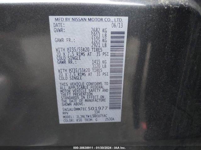 Infiniti QX60 2014 5N1AL0MM7EC501977 Image 9