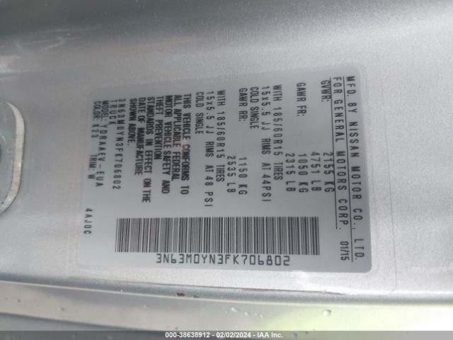 3N63M0YN3FK706802 Chevrolet City Express 1ls