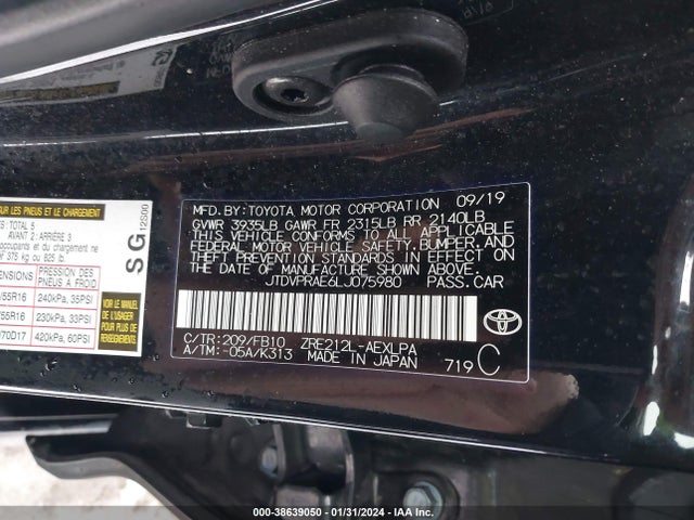 Toyota COROLLA LE 2020 JTDVPRAE6LJ075980 Image 9