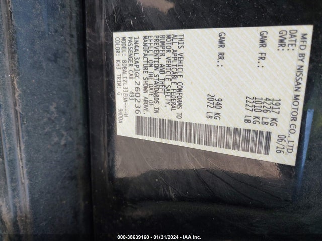 Nissan Altima 2.5 Sv 2016 1N4AL3AP1GC260236 Image 9