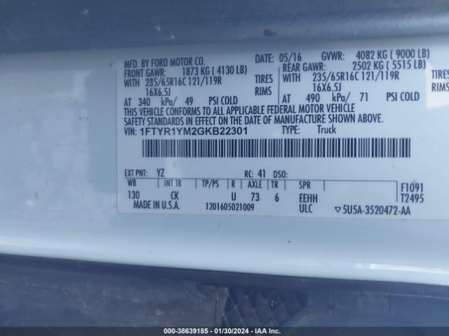 1FTYR1YM2GKB22301 Ford Transit-250