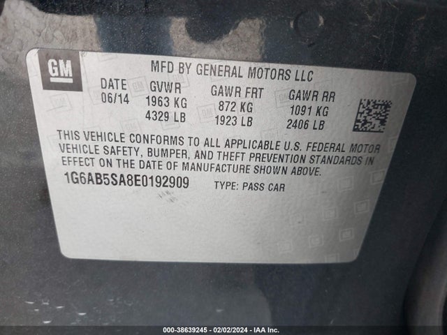 Cadillac ATS LUXURY 2014 1G6AB5SA8E0192909 Image 9