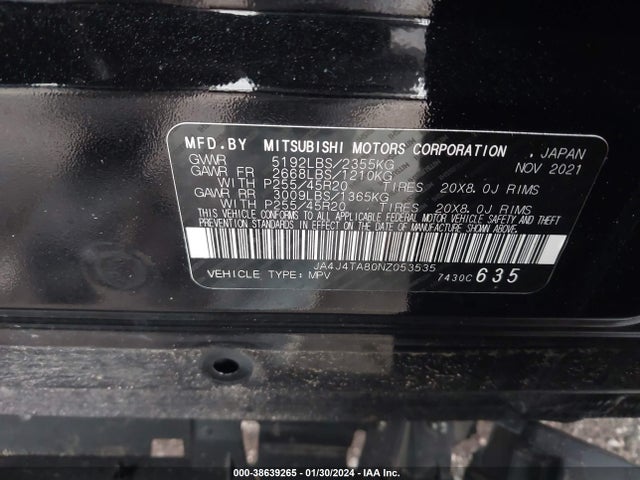 2022 MITSUBISHI OUTLANDER JA4J4TA80NZ053535 Photo 8