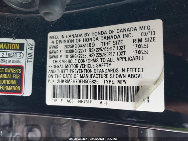 Honda Cr-v Ex-l 2014 2HKRM3H70EH506825 Image 9