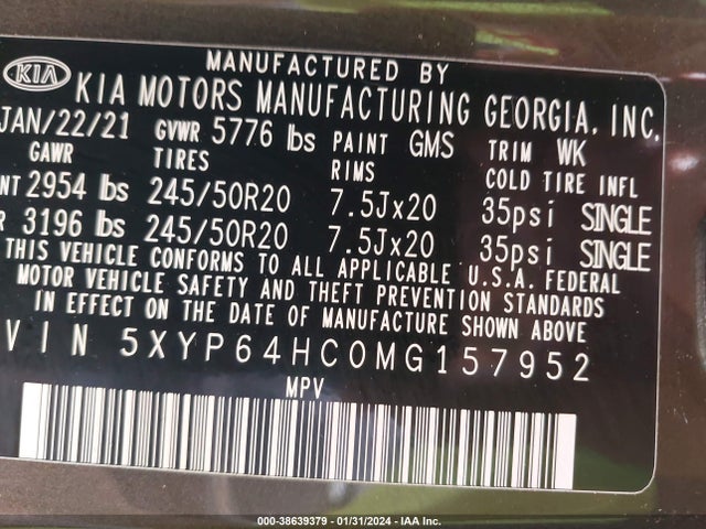 KIA Telluride S 2021 5XYP64HC0MG157952 Image 9