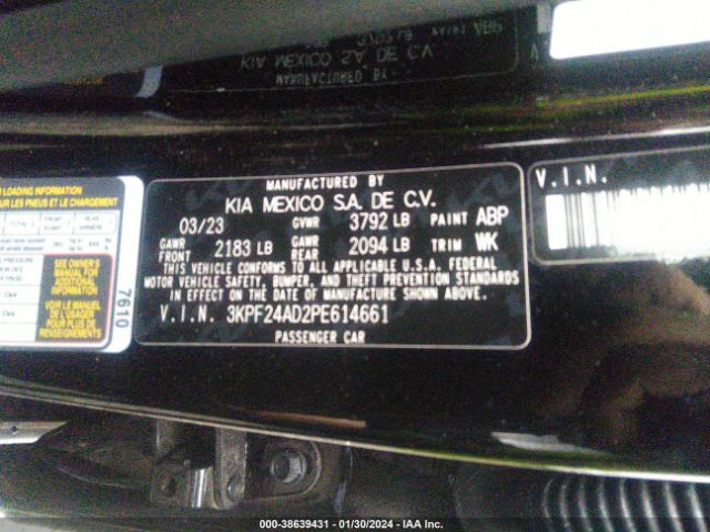 3KPF24AD2PE614661 KIA Forte Lxs