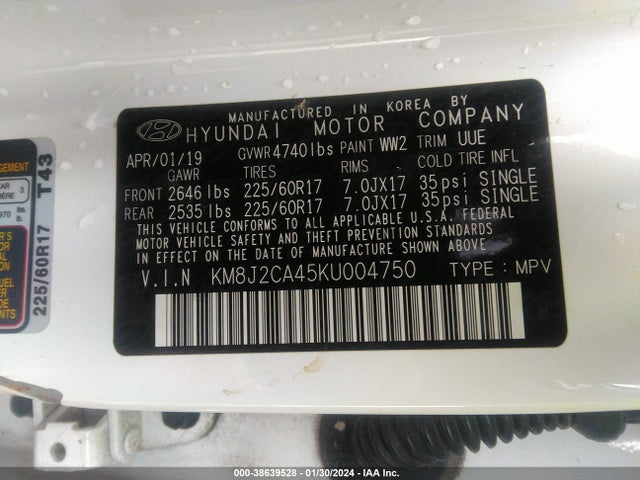 Hyundai TUCSON SE 2019 KM8J2CA45KU004750 Image 9
