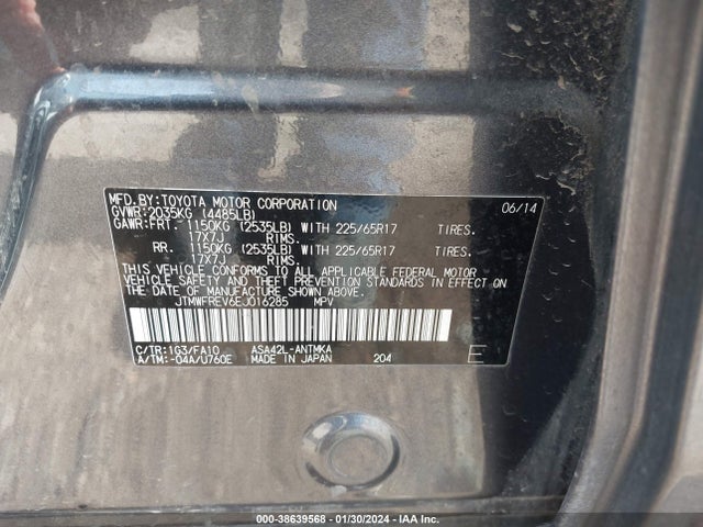 Toyota Rav4 Xle 2014 JTMWFREV6EJ016285 Image 9