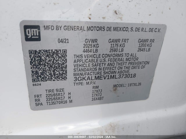 2021 GMC TERRAIN FWD SLE VIN: 3GKALMEV1ML373018