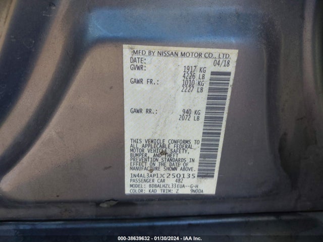 Nissan Altima 2.5 Sr 2018 1N4AL3AP1JC250135 Image 9