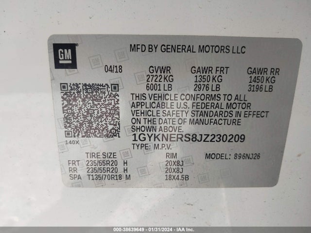 1GYKNERS8JZ230209 Cadillac Xt5 Premium Luxury