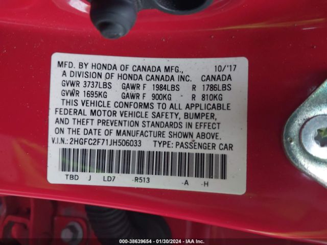2HGFC2F71JH506033 Honda CIVIC EX
