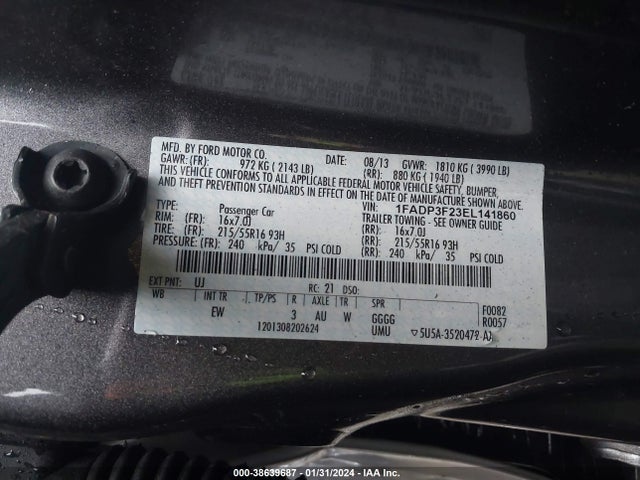 Ford FOCUS SE 2014 1FADP3F23EL141860 Image 9