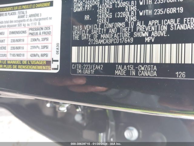2T2BAMCA9PC017649 Lexus Rx 350 Premium