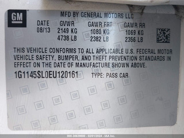 Chevrolet Impala 1lz 2014 1G1145SL0EU120161 Image 9