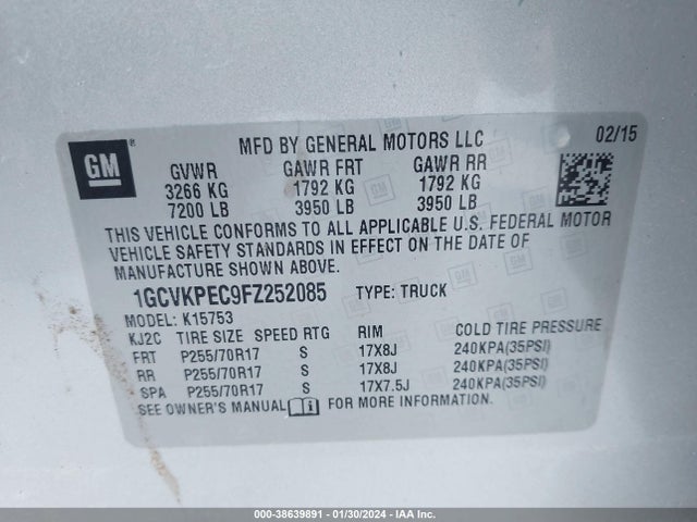 Chevrolet Silverado 1500 Ls 2015 1GCVKPEC9FZ252085 Image 9