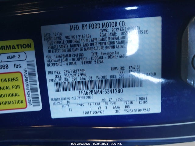 Ford Mustang V6 2015 1FA6P8AM4F5341280 Image 9