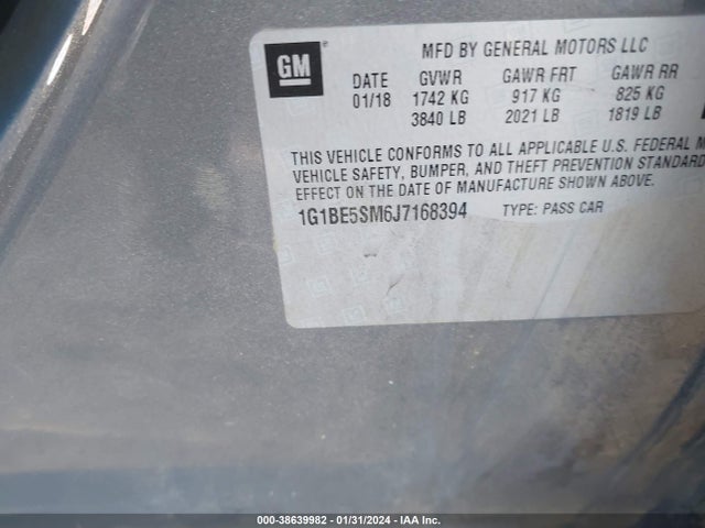 Chevrolet Cruze Lt Auto 2018 1G1BE5SM6J7168394 Image 9