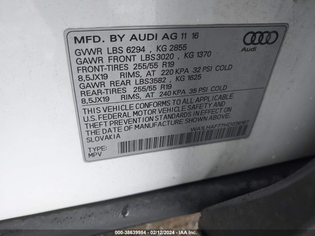 WA1LHAF77HD036167 Audi Q7 2.0t Premium